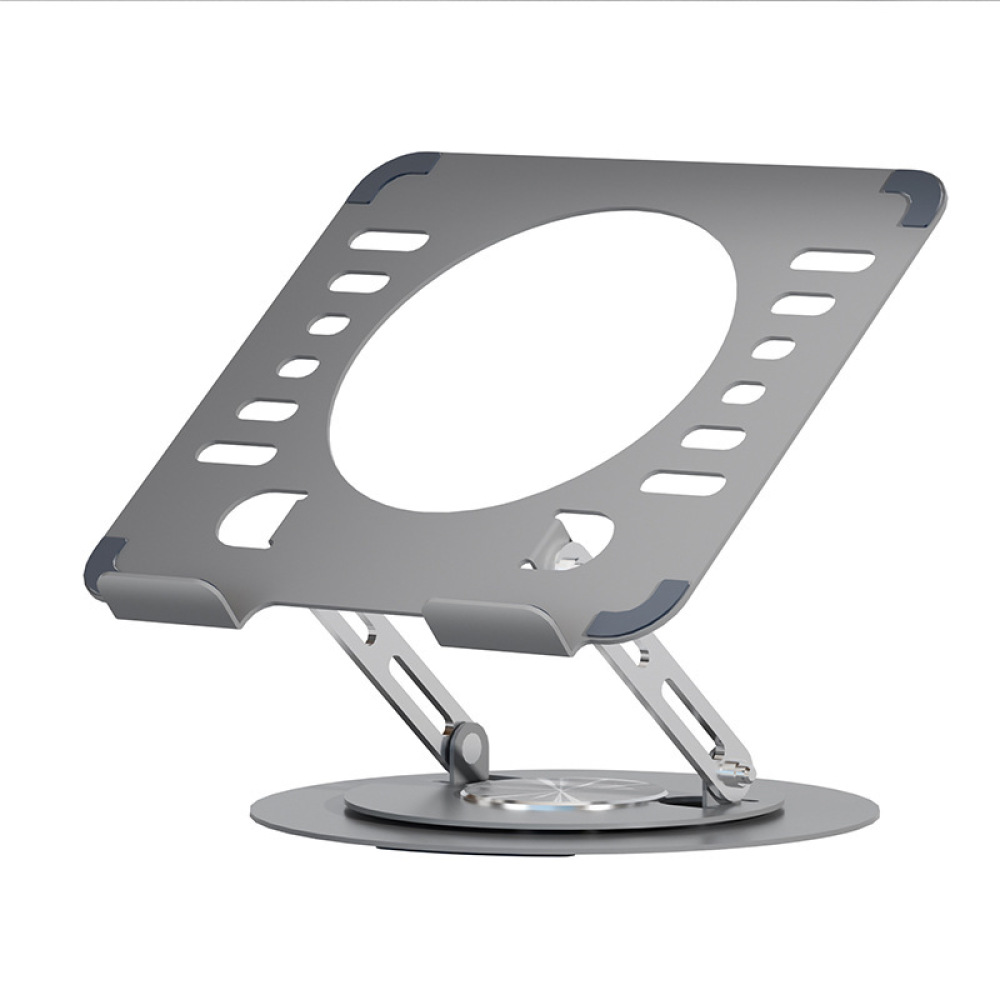 Laptop Stand Bamboo - Penyangga Laptop Meja Aluminium Putar Ergonomis,