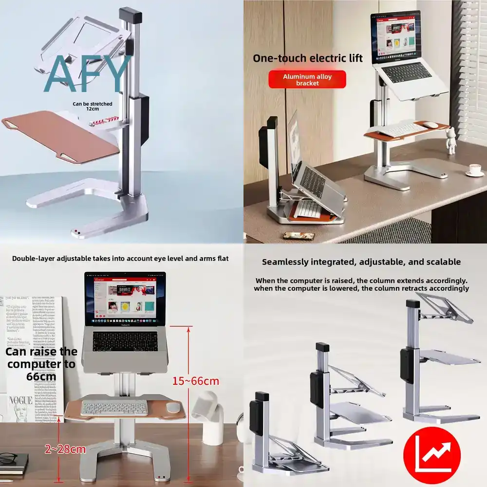 Laptop Stand Bamboo - Konverter Meja Berdiri Elektrik yang Dapat