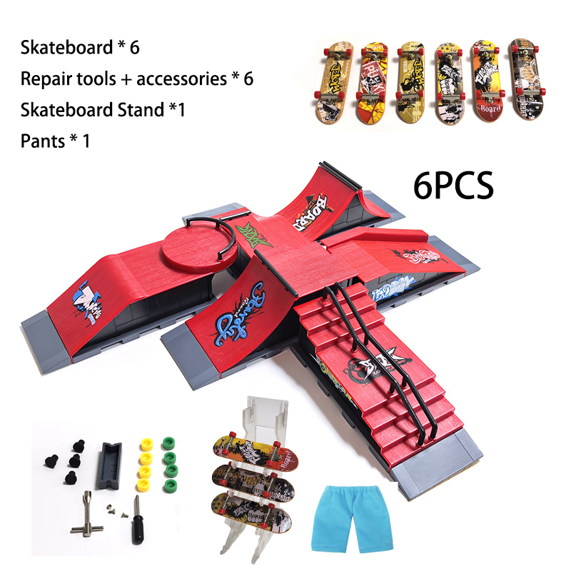 Tech Deck Accessories - Set Finger Skatepark DIY 6-in-1 Profesional,