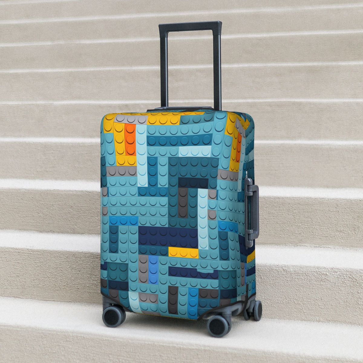 Tech Accessories For Travel - Blue Tech Pixel Building Blocks Texture
