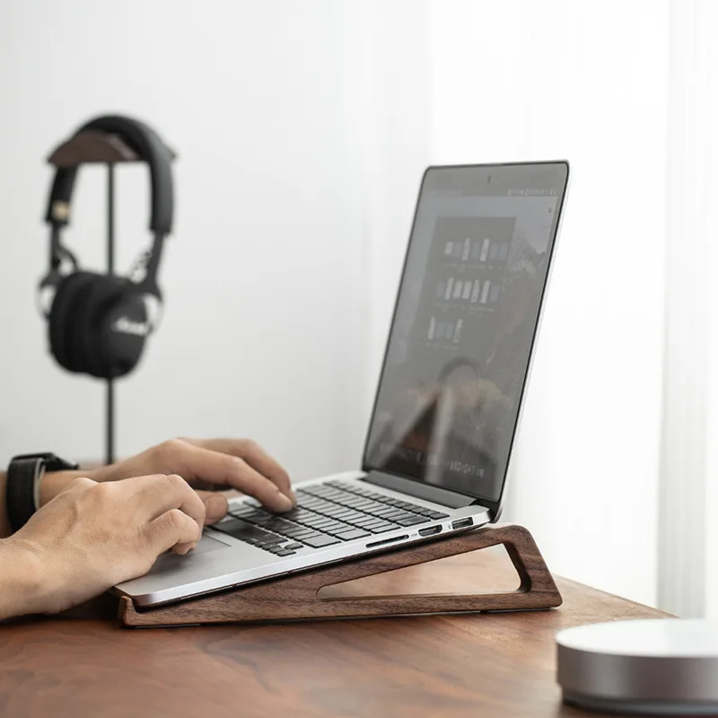 HeMu Walnut Wood Laptop Stand  - Laptop Stand Bamboo ulasan dan harga