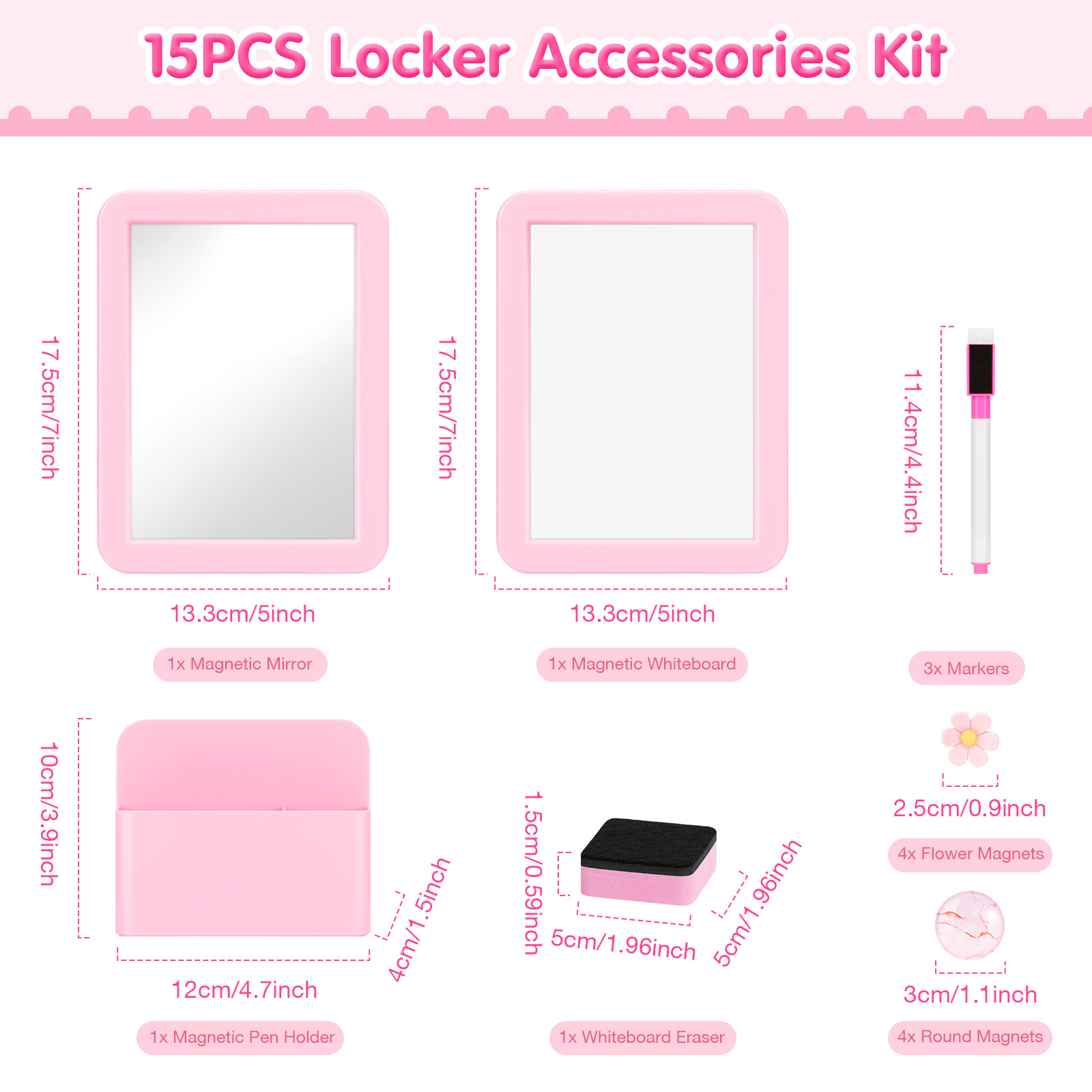 15Pcs Kit Aksesori Loker Cermi - Pen Holder Magnetic ulasan dan harga